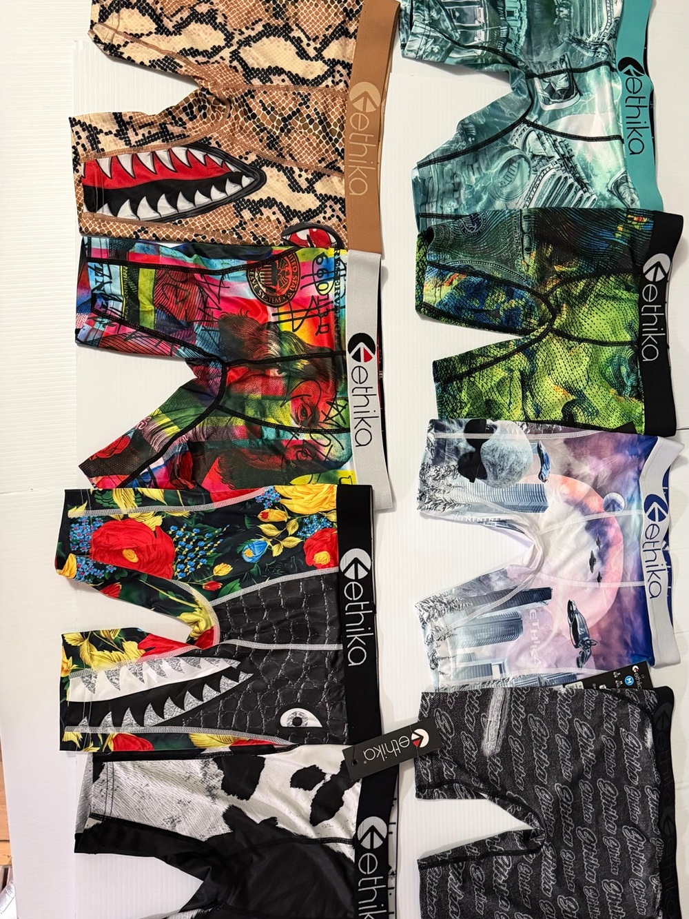 8 Boys size medium pairs of ethika polyester spandex staple boxer briefs D2